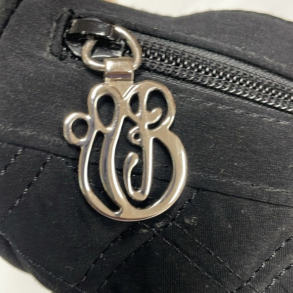 Vera Bradley Black Quilted Microfiber Shoulder Bag Hobo Purse Two Front Pockets - Picture 7 of 7